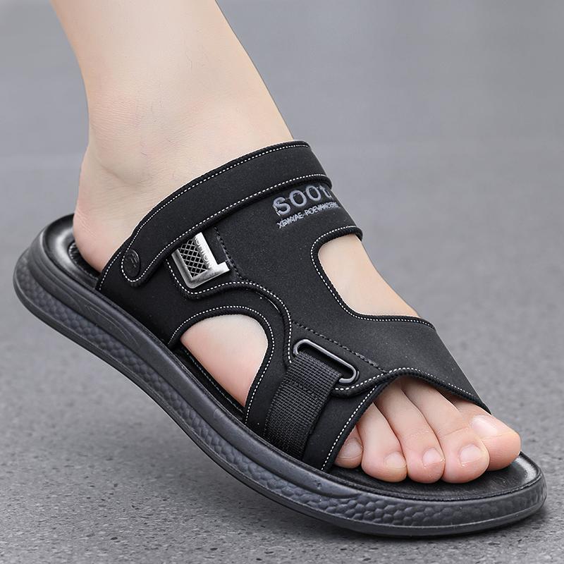 Fashionable 2024 Summer New Men's Sandals Oxford Leather Sole Casual Beach Shoes Authentic Leather Slippers Wholesale