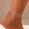 Multi Layered Ankle Chains Summer Beach Ankle Chains Street Photos Metal Chains Round Bead Chains Sparkling Diamond Ankle Chains