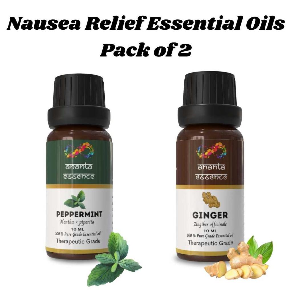Ananta Nausea Essential Oil Combo – Peppermint & Ginger Aroma Oils (10 Ml × 2)