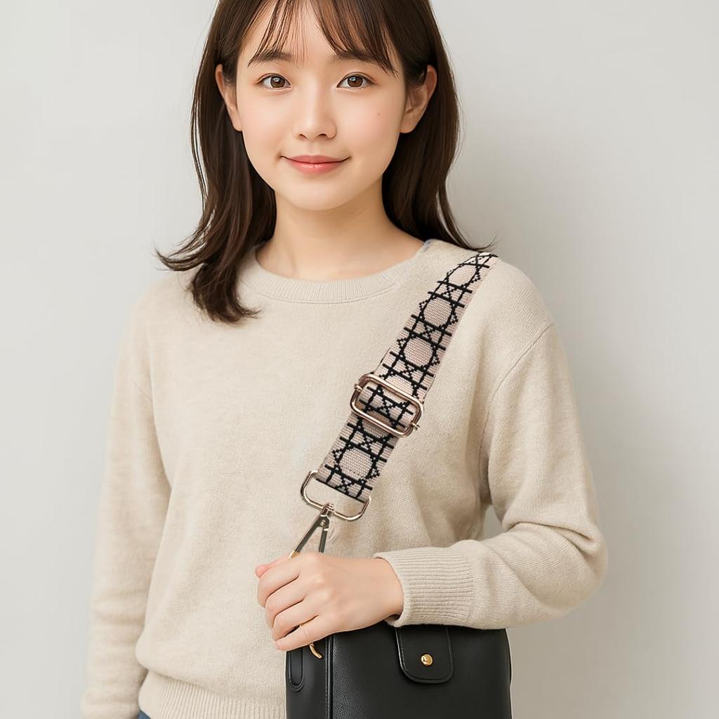 Purroo Verstellbarer Dicker Schultergurt für Taschen, Einzelgurt zum Anbringen, Ersetzt Schultergurt (Elfenbein)