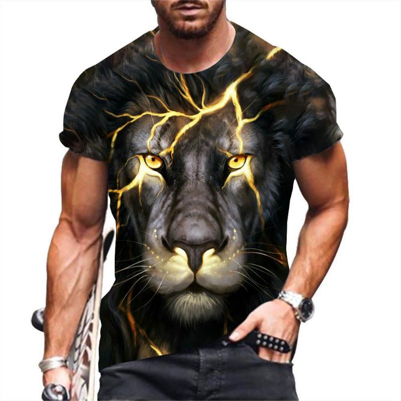 Fashion Men's Crew Neck Short Sleeve 3D Casual Color Printing Casual Short Sleeve Crew Neck T-Shirt