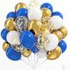 35Pcs Blue & Gold Latex Balloons - Perfect for Birthday, Wedding, Graduation & Party Decor, High-Quality Thick Latex