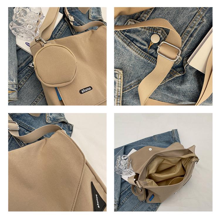 Large Capacity Women's Canvas Bag - Korean Style Student Casual Solid Color