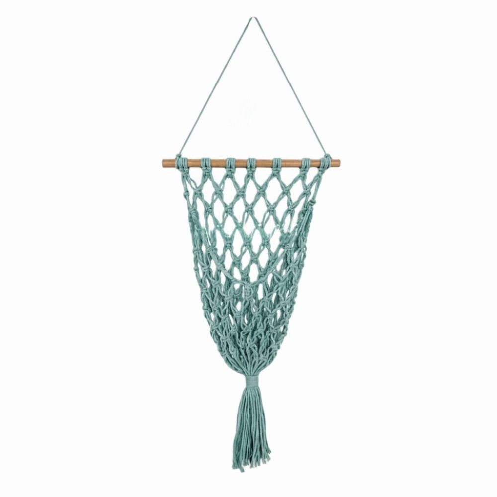 Handmade Woven Hanging Wall Holder Tassel Design Kitchen Storage Rack Vegetable Container Home