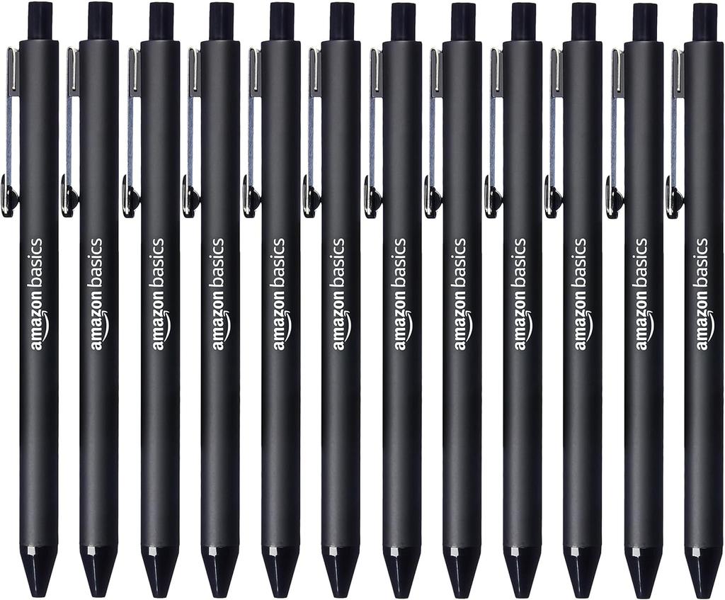 Amazon Basics Ballpoint Black Pens, 1.2mm, 12-Pack,