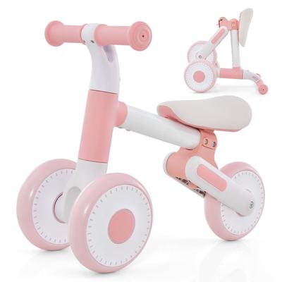 Goplus Pedal-less Tricycle Baby Bike Kids Bike Indoor Toddler Baby Girl Boy Mini Bike Cute Foldable Quiet Lightweight Core Training Christmas Birthday