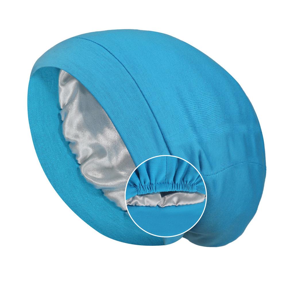 

Thermo Double Layer Sleep Cap For Women And Men With Elastic Fit For Yearround Comfort Sky Blue