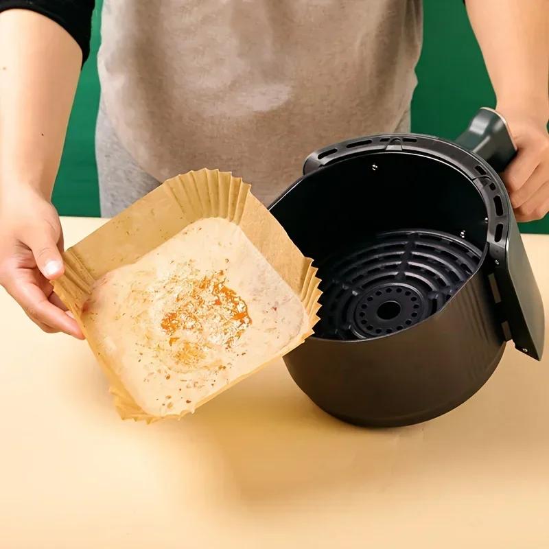 50/100PCS Air Fryer Disposable Paper Liner For Air Fryer Silicone Oil Paper Absorbing Special Paper Pad For Food Plate