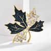 New Korean Style Fashionable Vintage Copper Micro-inlaid Maple Leaf Brooch, High-end and Elegant Designer Style Corsage