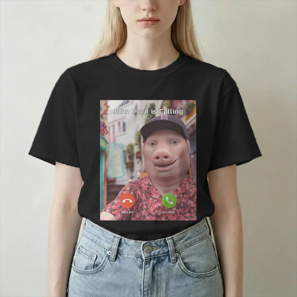 Unisex Unisex Tshirts Funny Trending John Pork Is Calling Novelty Pure Cotton Tee Shirt T Shirt Round Neck Clothes Summer