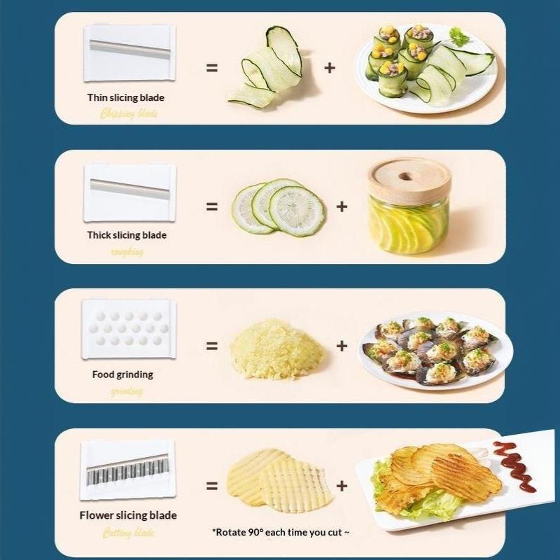 Manual Vegetable Cutter Slicer Grater with Drain Basket Detachable Blade Sharp Blade for Efficient Fruit Veggie Cutting