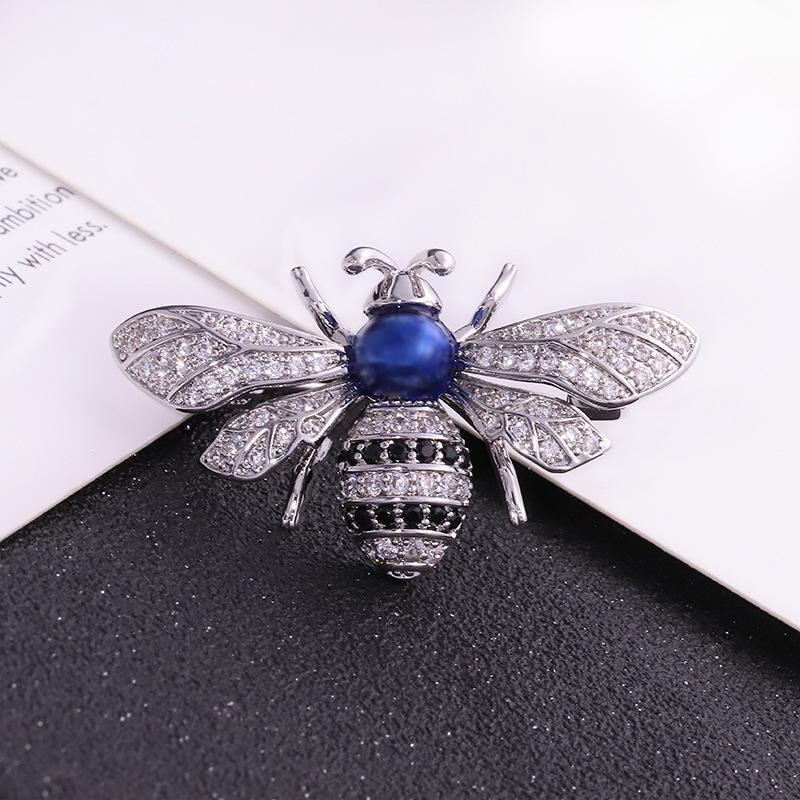 Bo Xin Yun Elegant Zircon Bee Pearl Brooch Corsage Gift Pin