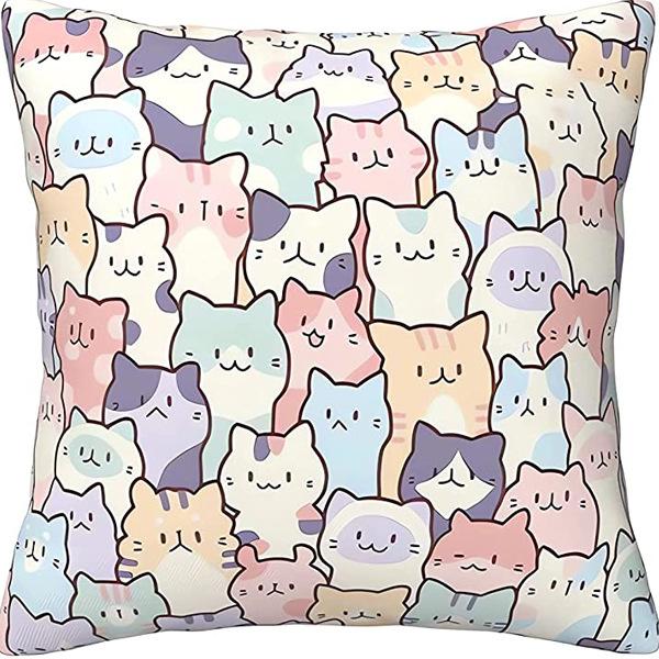 Super Cute Cartoon Linen Pillow Case Digital Printed Cushion Sofa Bed Pillow Simple