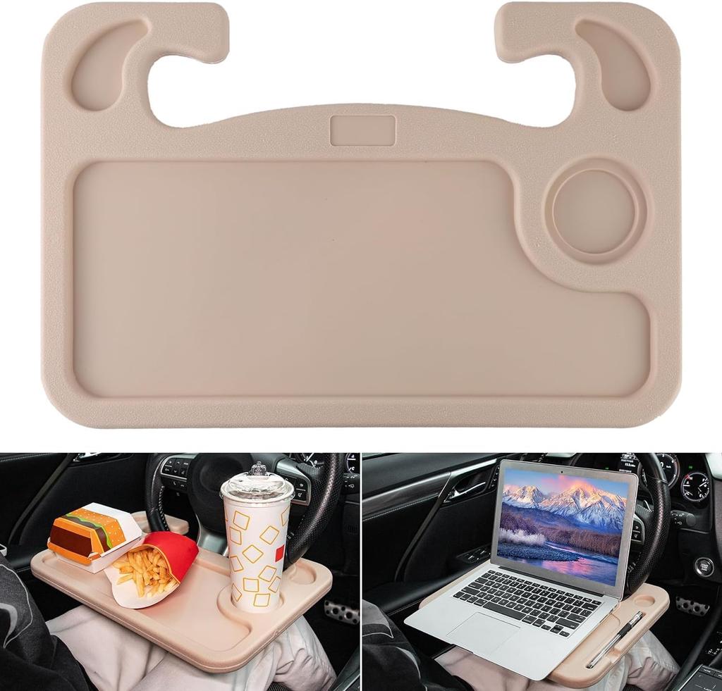 Car Steering Wheel Desk for Laptop,Multipurpose Travel Car Accessories, Car Seat Stand Trays for Eating, Steering Wheel Under Table Console(Black)