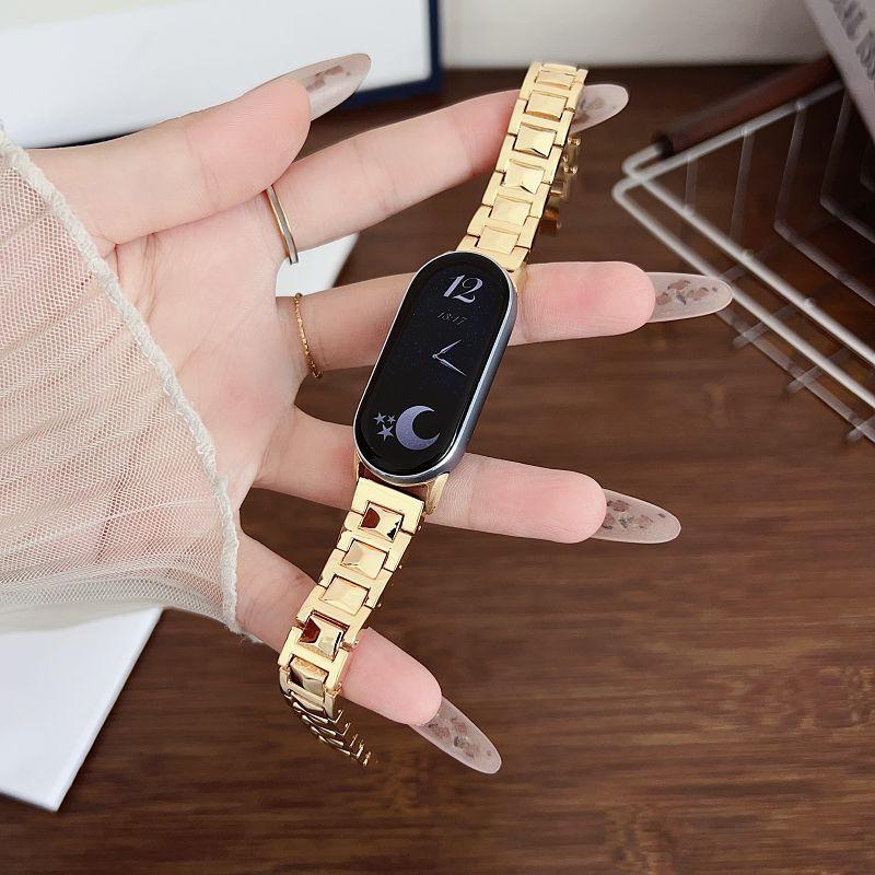 

Металлический ремешок для Mi Band 10 9 8 Ремешки для Miband 8Pro 9Pro Браслет Аксессуары Redmi watch 4 5 6 золотой
