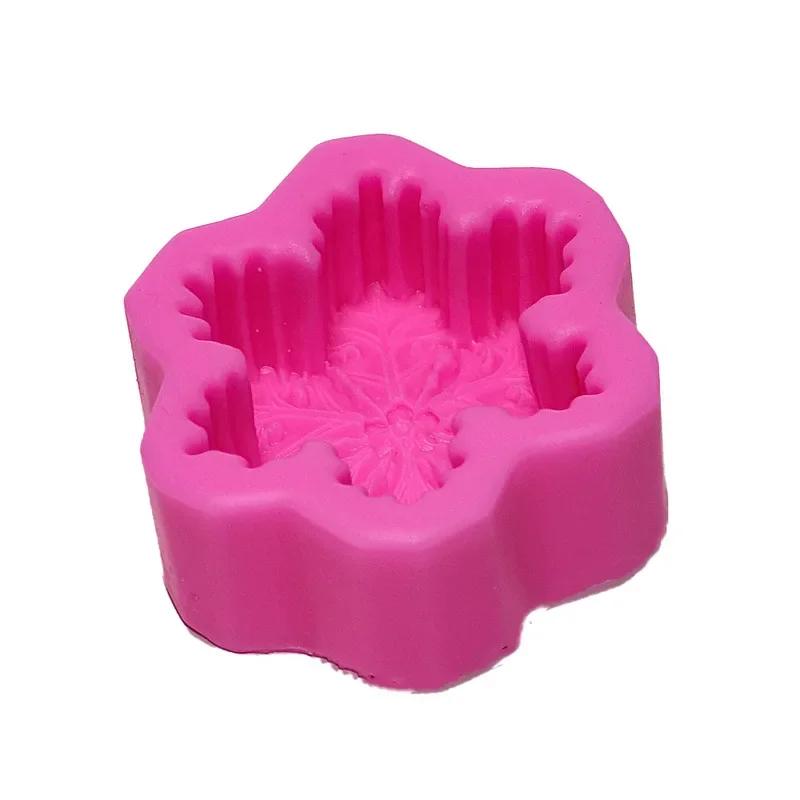 Snowflake Shape Handmade Soap Epoxy Candle Mold Gummy Baking Mold Hexagonal Aromatherapy Silicone Mold