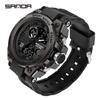 Sanda Men's Multifunctional Dual Display Waterproof Sports Watch with Luminous & Alarm Features