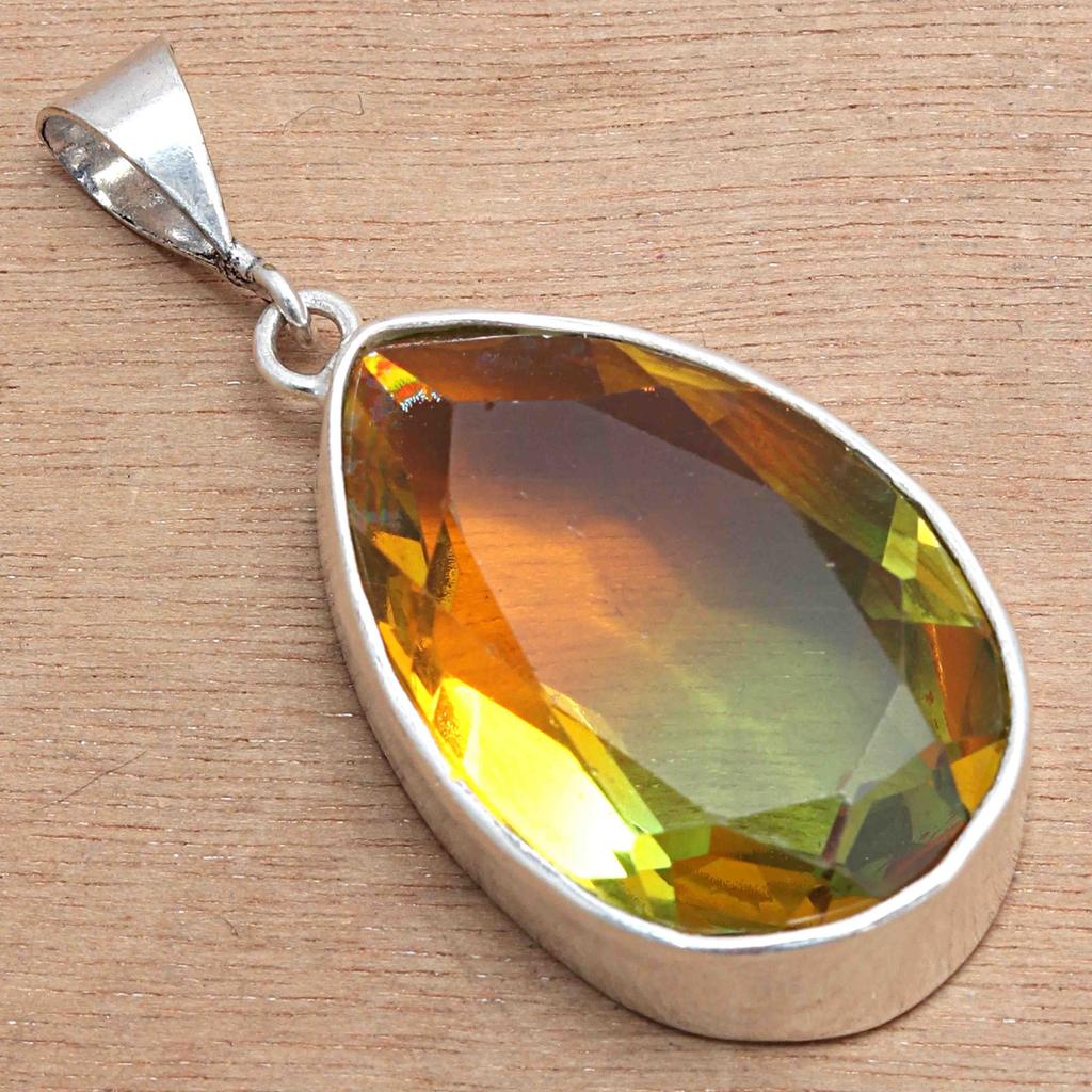 Anhänger Bio Turmalin Quarz Edelstein Valentinstag Silber Schmuck 1,75"