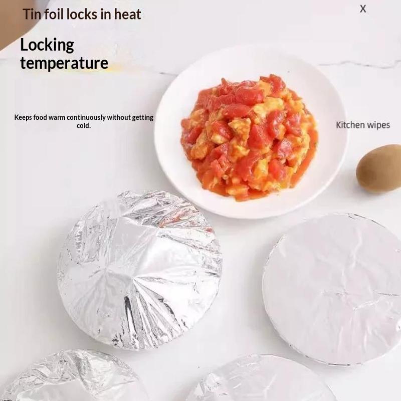 100Pcs Disposable Stretch Fresh-keeping Food Covers Aluminum Foil Elastic Lids for Refrigerator Use