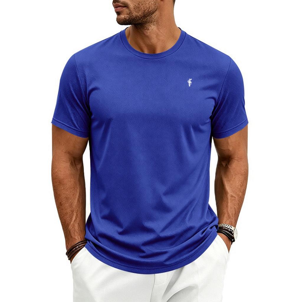 Men's Quick Dry Plus Size Athletic T Shirt with Music Note Print Crew Neck Short Sleeve Lightweight Top