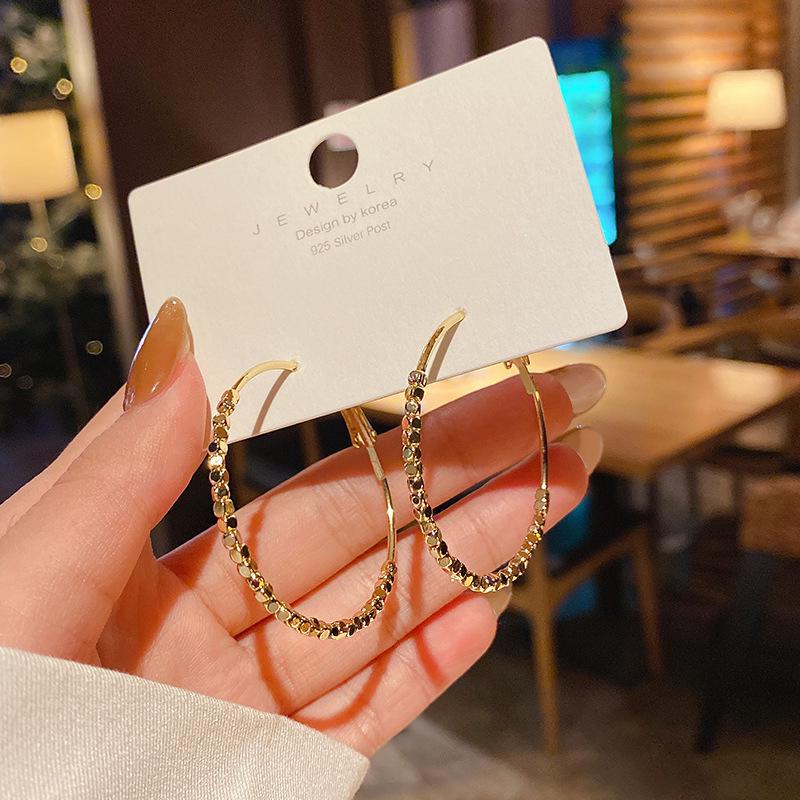 S925 Silver Large Hoop Earrings: European & American Hong Kong Style, Trendy Simple Design for Women