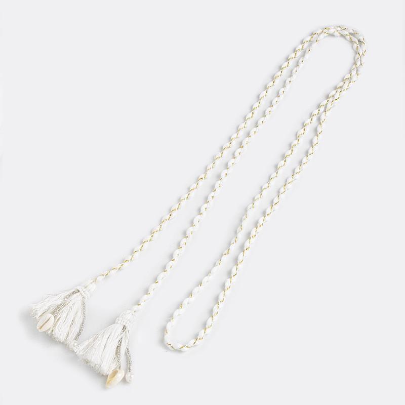 Bohemian Womens Wide Belt With Wooden Beads And Knot Closure For Vintage Fashion