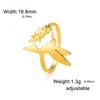 Hummingbird Flowers Leaves Open Ring Women Stainless Steel Adjustable Finger Rings Bird Animal Jewelry Birthday Gift