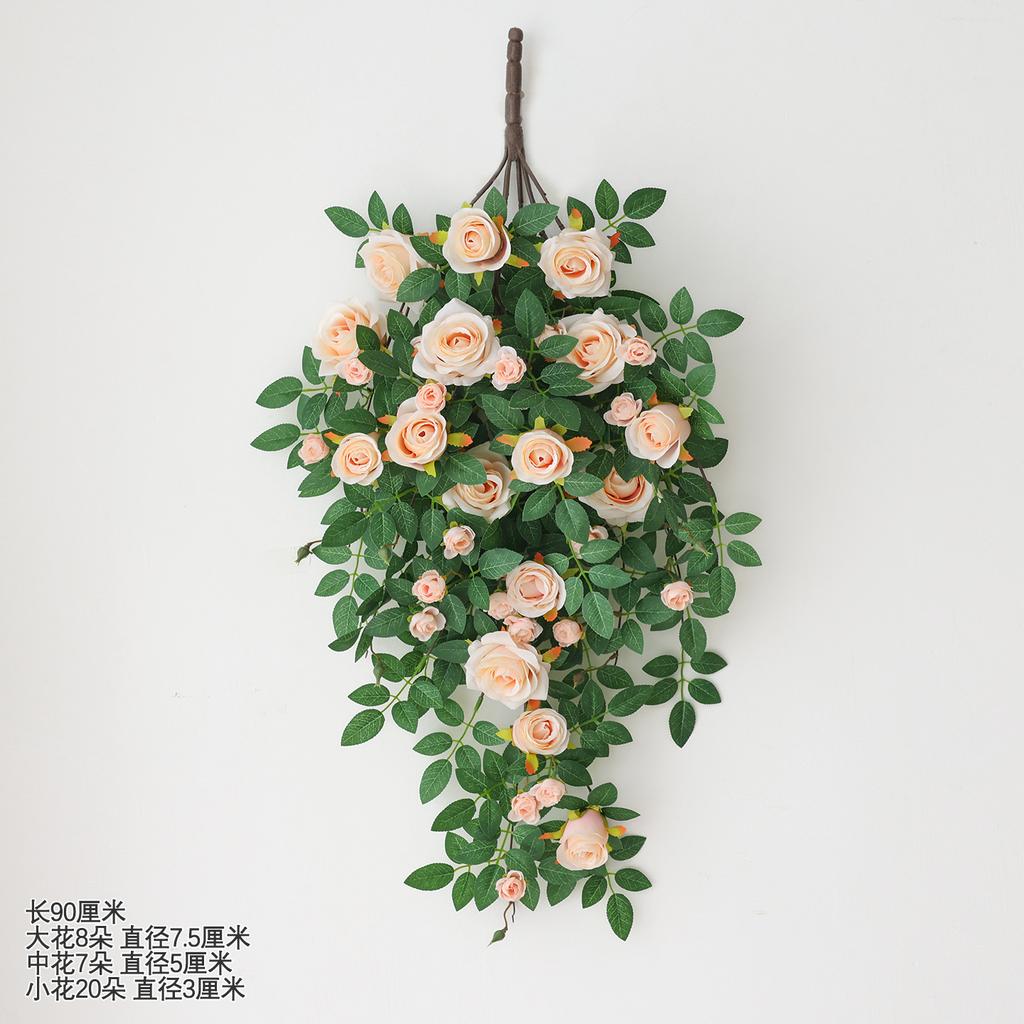 Simulated Rose Vine Bionic Wall Covering Hanging Decoration Green Plants Fake Flower Vine Wall Hanging Flowers Hanging Flowers