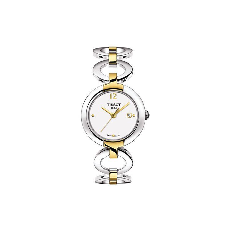 Tissot Women's White T-Lady Series Quartz Movement Waterproof Calendar Business Minimalist Watch Watches Steel T084.210.22.017.00