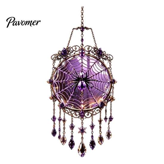 Elegant Craft Gifts Halloween Crystal Window Suncatcher, Acrylic Witch Hanging Wind Chime, Decorative Courtyard Ornaments Ornament for Indoor Outdoor