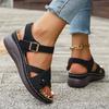 Fashion Women's Sandals Retro Flower Plarform Sandals Women Plus Size Ankle Buckle Wedge Sandles Luxury Woman Comfort Non Slip Sandalias