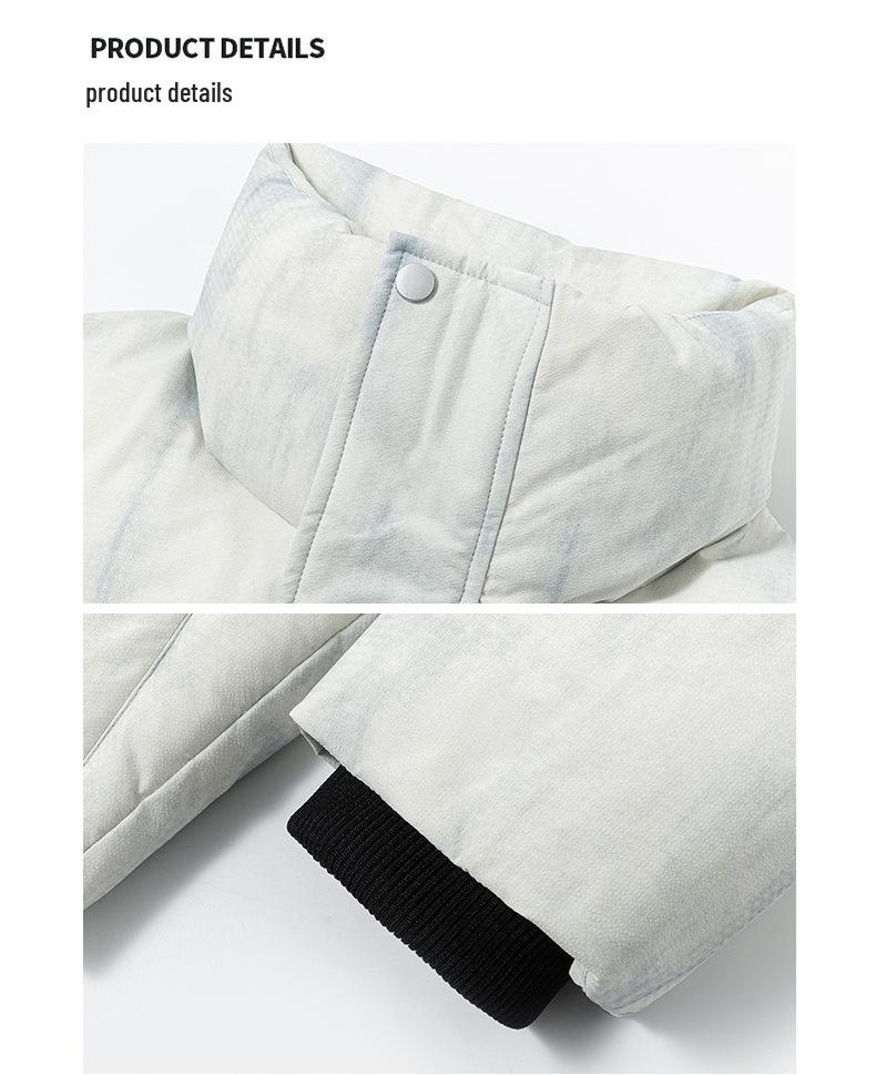 Unisex Tie-dye Stand Collar Puffer Jacket, Thickened and Large Size