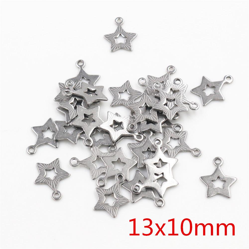 

30pcs/lot No Fade Charms 316 Stainless Steel Feather Leaf Moon Star Heart For necklace pendant charms diy jewelry making