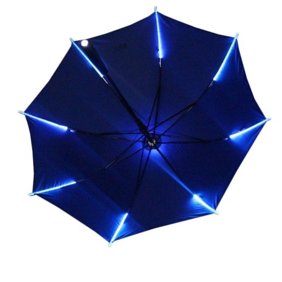 Umbrelă de protecție creativă colorată cu LED, rezistentă la vânt, soare, ploaie, noapte