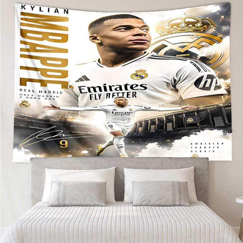 Kylian Mbappé Tapestry for Bedroom Aesthetic Classroom Tapestries Wall Hanging for Living Room Dorm Office,Ideal Creative Gift