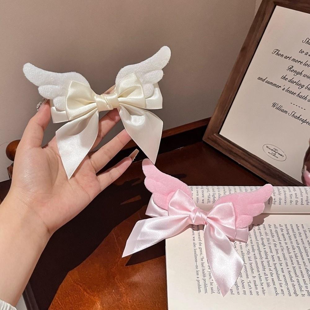 Satin Ribbon Bow Hair Clip Alligator Clip Hair Barrette New Angel Wing Hair Clip