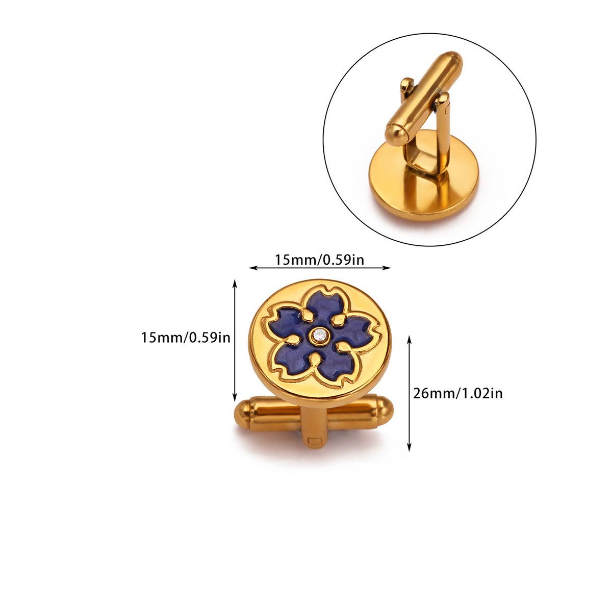 

Новые счастливые круглые запонки в виде цветка с пятью лепестками, женские, из нержавеющей стали, с цирконом, каплевидные, в виде цветка, модные, с темпераментом, цветок с пятью лепестками 18K