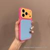 Compatible with Apple iPhone 16 Color-Block Soft Edge Dopamine Case with Large Window & Lanyard for 17 Promax
