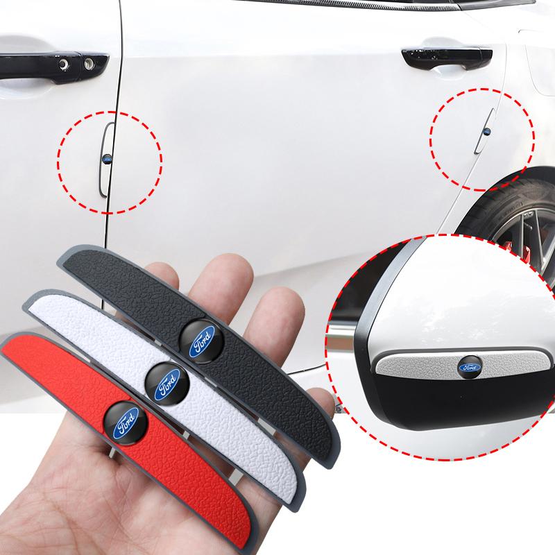 4Pcs Rubber Anti-Collision Strip Car Door Rearview Mirror Protector Stickers For Ford ST Line Focus Mustang Fiesta Puma Ranger