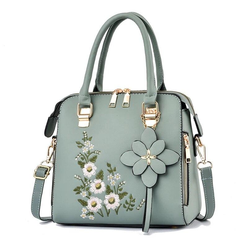 Bolsa feminina com detalhes florais, bolsa com zíper da moda para trabalho, bolsa tiracolo casual, bolsa floral para decoração