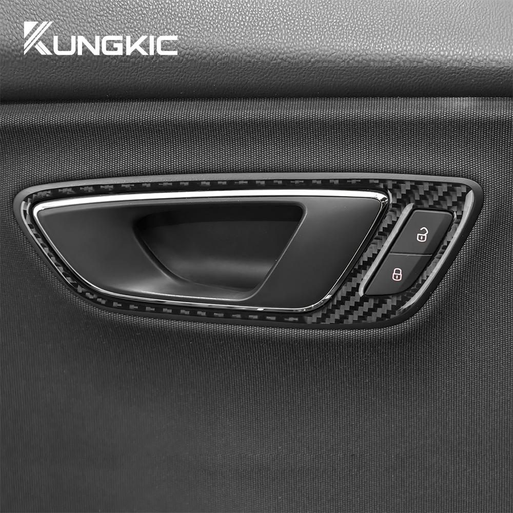 Real Soft Carbon Fiber Sticker For Seat Leon MK3 2013 2014 2015 LHD RHD Car Door Handle Panel Trim
