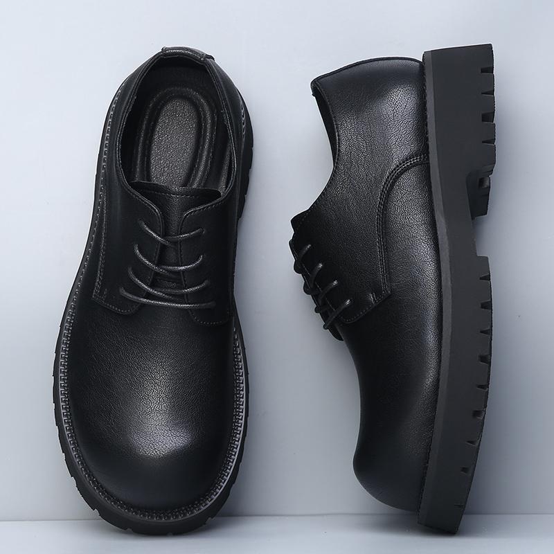 Fashion Derby men's leather shoes high-quality British Minimalist style Office and groom's wedding Black shoes dress Lace up suit