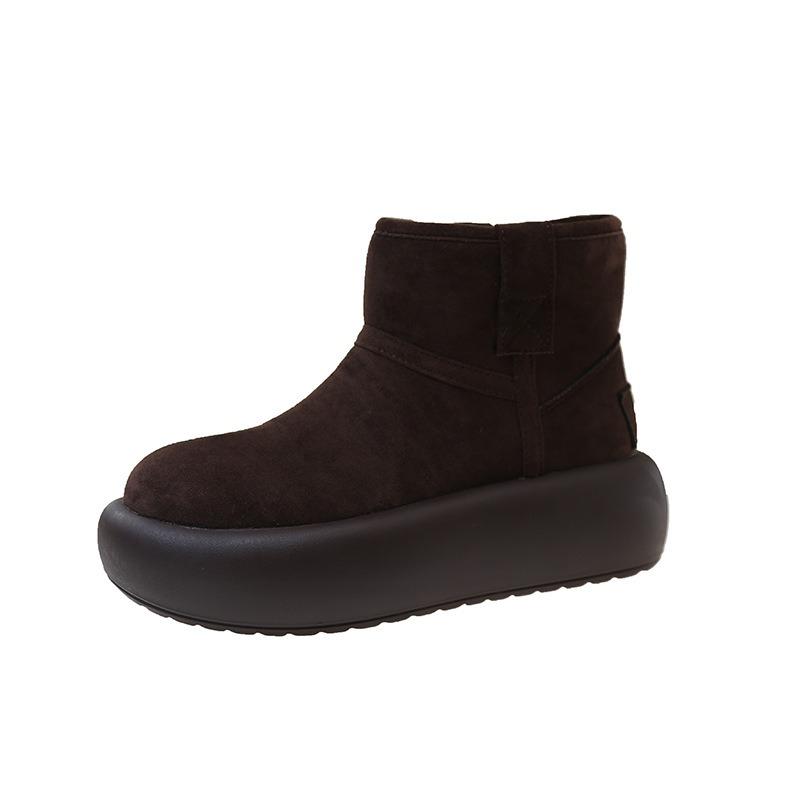 Winter platform snow boots women's new fashion warm low tube large cotton shoes velvet short boots bread shoes