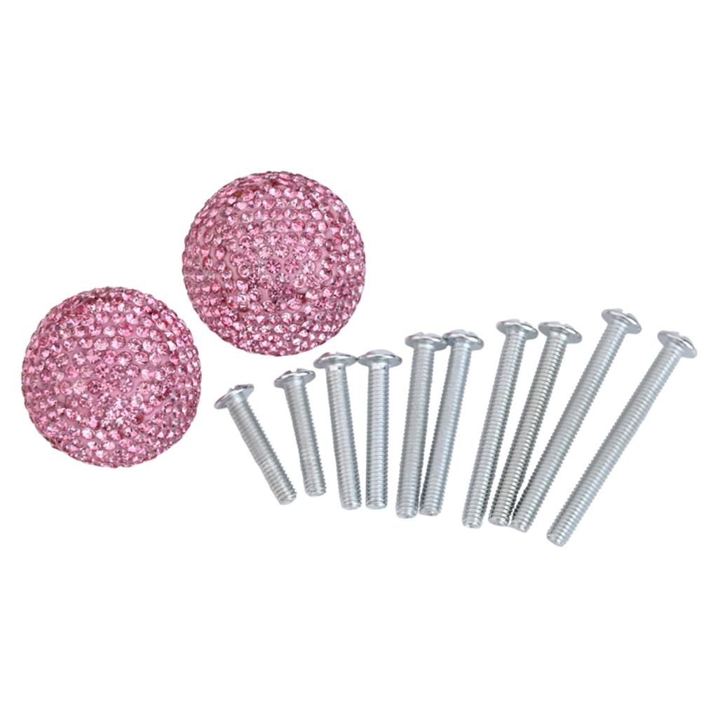 Door Handle Handles Wardrobe 2Pcs Pink Rhinestone Ball Shape Bright Red Door Handles Drawer Handles Glitter Lake Blue