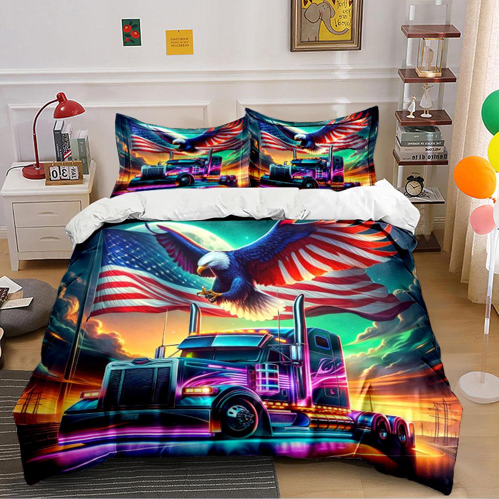 Eagle Truck USA Flag Bedding Bedding Duvet Cover Set Duvet Cover Pillowcases (1 * Duvet Cover 2 * Pillowcases, without duvet insert)