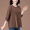 Women's Plus Size Embroidered Cotton Long-Sleeve Shirt, Loose-Fit for Middle-Aged and Elderly - Spring/Autumn Style