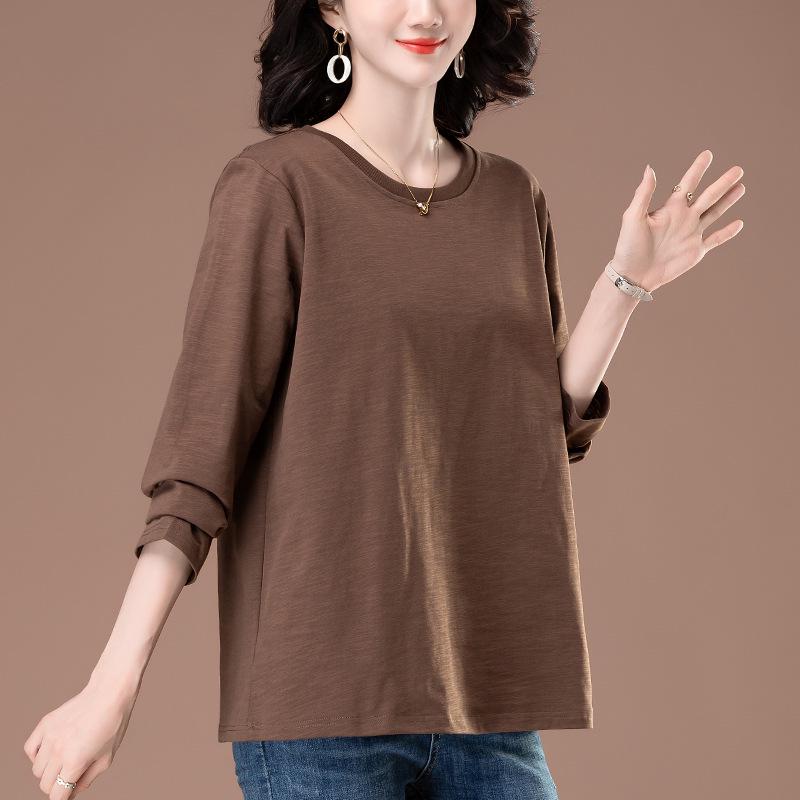 Women's Plus Size Embroidered Cotton Long-Sleeve Shirt, Loose-Fit for Middle-Aged and Elderly - Spring/Autumn Style