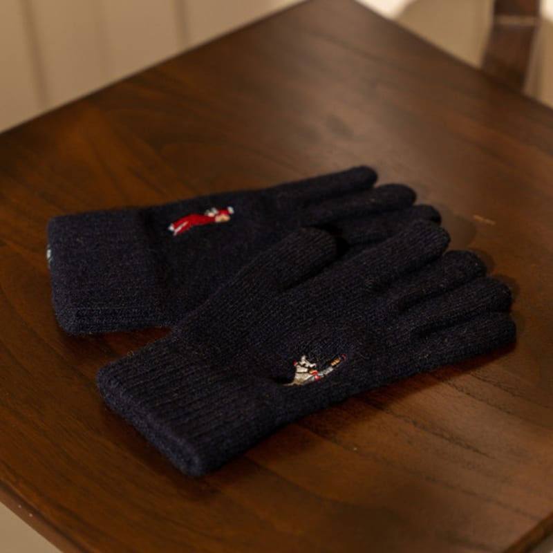 leegamgak Christmas in Joseon gloves (wool) - Navy