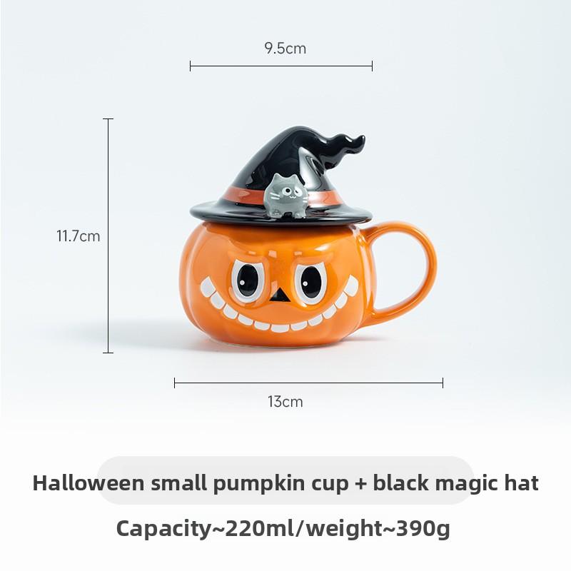 

Creative Pumpkin Ghost Ceramic Mug Halloween Couple Cup with Lid Funny Coffee Cup for Office 201-300ml