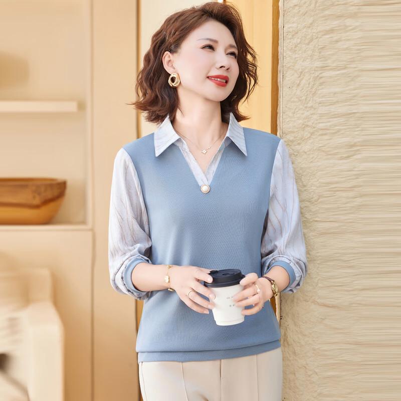 Hodo Women's Elegant Lapel Long-Sleeve T-shirt